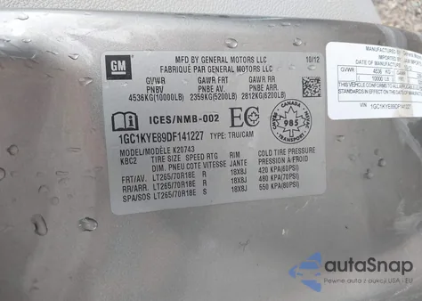 2013 Chevrolet Silverado 2500Hd Ltz из США, поврежденный, VIN 1GC1KYE89DF141227